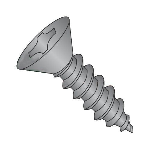 #10 x 2 Type A Self-Tapping Screws/Phillips/Flat Head / 18-8 Stainless Steel/Black Oxide (Carton: 1,000 pcs)