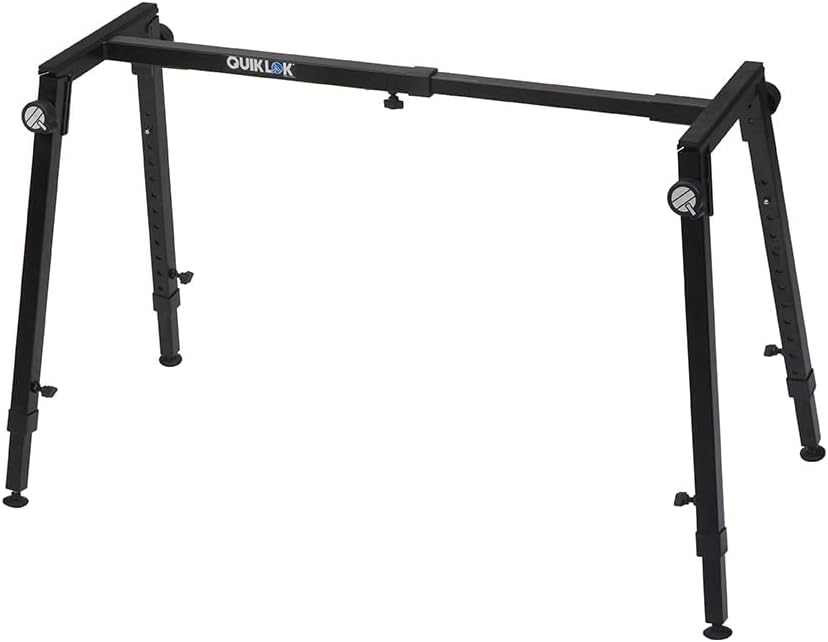 QUIK LOK - WS421 Multifunctional Heavy-Duty Workstand - Height and Width Adjustable Steel Frame for Keyboards, Digital Pianos, and Audio Mixers, Black
