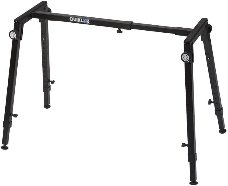 QUIK LOK - WS421 Multifunctional Heavy-Duty Workstand - Height and Width Adjustable Steel Frame for Keyboards, Digital Pianos, and Audio Mixers, Black