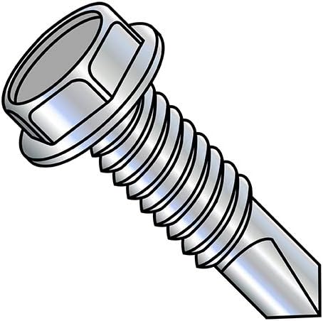 12-24X3/4 Unslotted Hex Washer Self Drilling Screw Full Thread Machine Screw Zinc (Pack Qty 3,000) BC-1212KWMS by Korpek