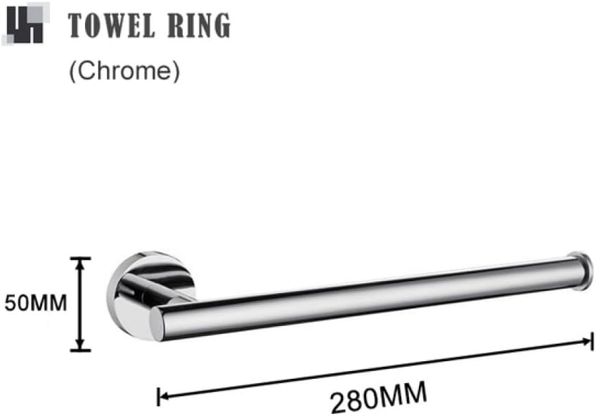 Chrome Plating Stainless Steel Round Wall Mounted Hand Towel Bar Toilet Paper Holder Robe Towel Hooks Bathroom Accessories Set,4 Pieces Set (Towel Ring)