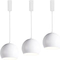 Set Three Adjusted Cable Halo Track Lamp White Globe Metal Shade Modern Pendant Lighting for Kitchen Dining Room(No Bulb, Track)
