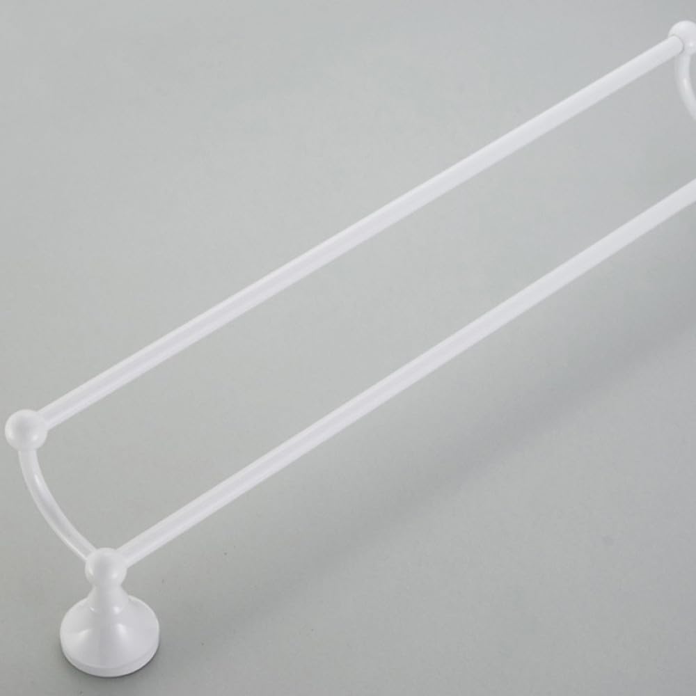 White Bathroom Hardware Accessories Brass Double Bath Towel Bar Toilet Brush Shelf Set WC Paper Roll Holder Shower Soap Dish,Double Towel Bar