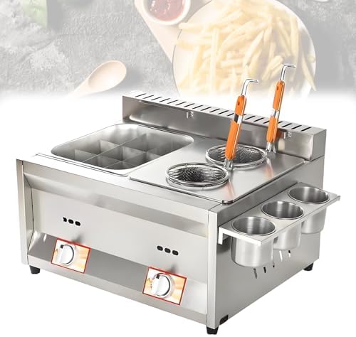 Commercial Twin-Basket Gas Fryer - Stainless Steel LPG Deep Fryer for Restaurants - Perfect for Fries, Donuts, and Fish - High Capacity Double Frying System