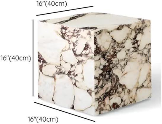 LITFAD Modern Style Coffee Table Marble Stone Side Table Square Living Room Table Tea Table for Home Furniture, 16' L x 16' W x 16' H