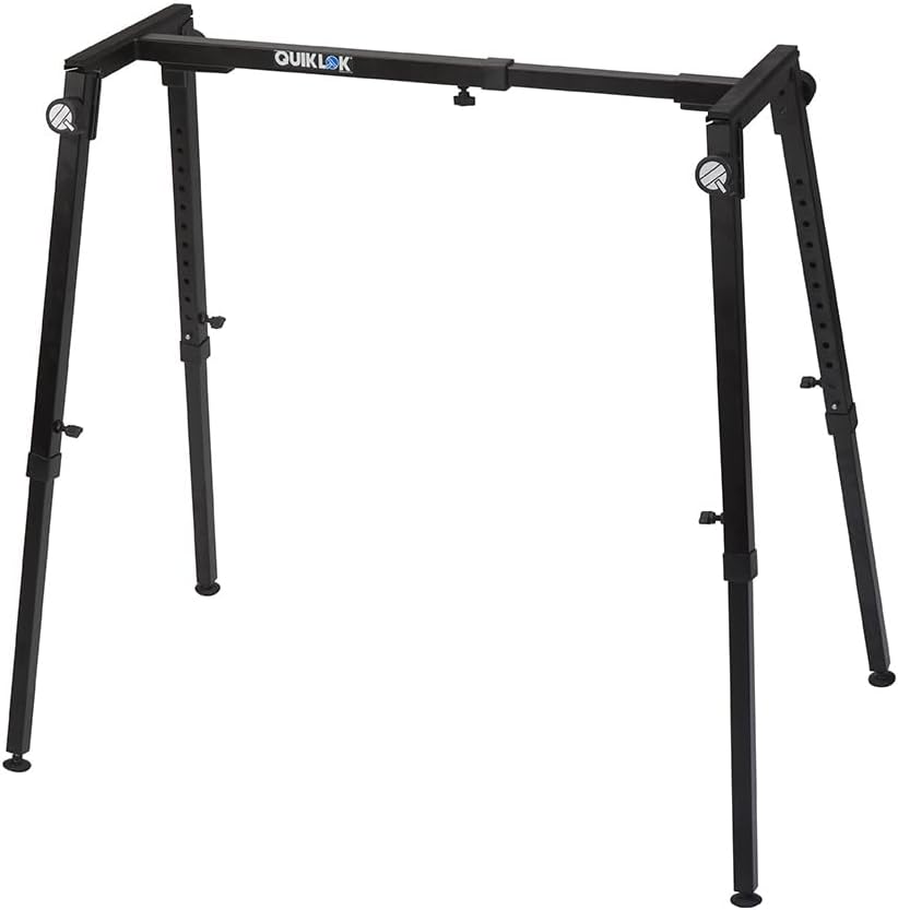 QUIK LOK - WS421 Multifunctional Heavy-Duty Workstand - Height and Width Adjustable Steel Frame for Keyboards, Digital Pianos, and Audio Mixers, Black
