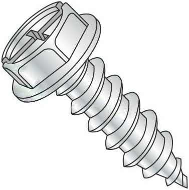 1/4'-14 x 3' Self Tapping Screws - Sheet Metal Screws, Type AB, Steel, Zinc Plating, Indented Hex Washer, Combo (Phillips/Slotted) (Quantity: 600 pcs)