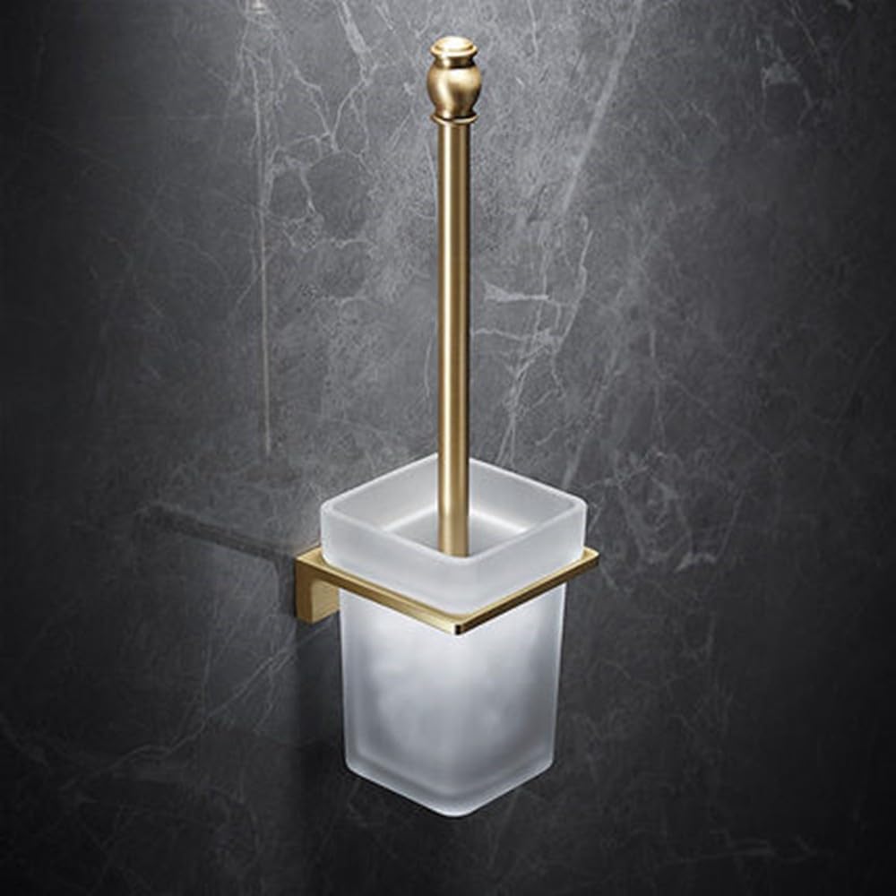 Bathroom Accessories Bathroom Shelf Towel Rack Paper Holder Toilet Brush Holder Towel Ranger Brushed Gold Brass Bath Hardware,Toilet Brush holder3