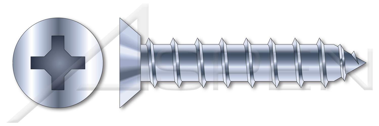 (2000 pcs) #10 X 2, Self-Tapping Sheet Metal Screws, Type A, Flat Undercut Phillips Drive, Steel, Zinc Plated and Baked