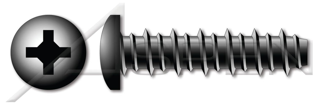 (5000 pcs) #12-16 X 3/4', Hi-Lo Self-Tapping Sheet Metal Screws, Pan Phillips Drive, Full Thread, Steel, Black Zinc