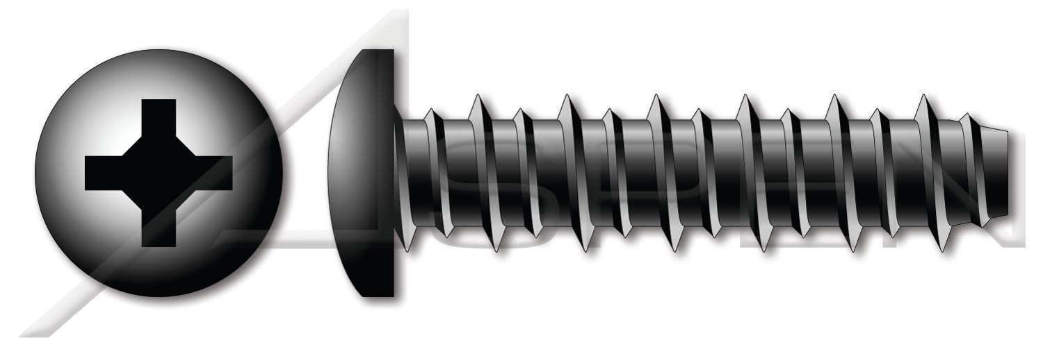 (5000 pcs) #12-16 X 3/4', Hi-Lo Self-Tapping Sheet Metal Screws, Pan Phillips Drive, Full Thread, Steel, Black Zinc