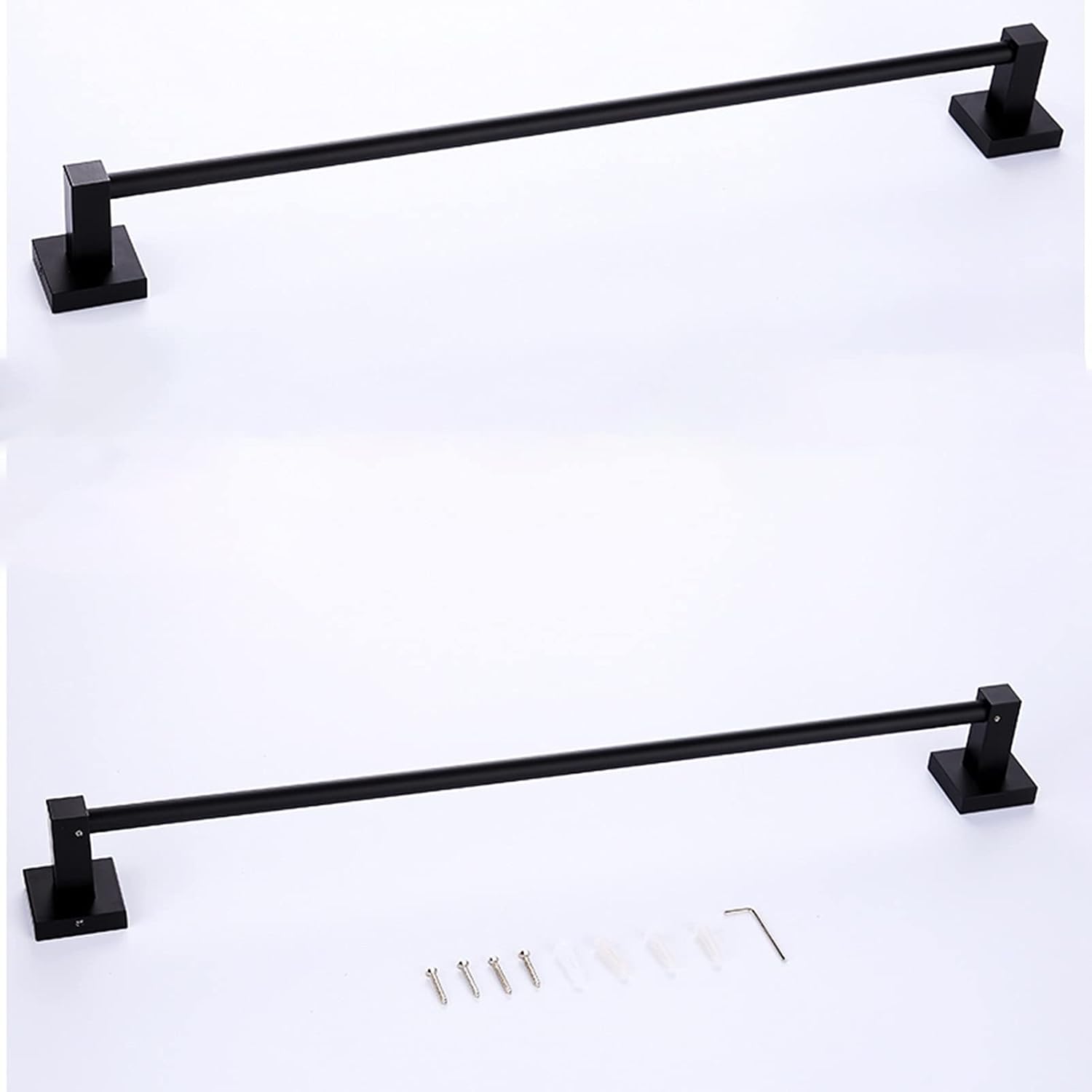 Towel Ring, Towel Rail for Bathroom, Bath Single Towel Rail,Square Aluminum Towel Bar Rail,Wall Mounted Towel Rod for Bathroom or Kitchen,Black 30cm-100cm/40cm (Size : 100cm)
