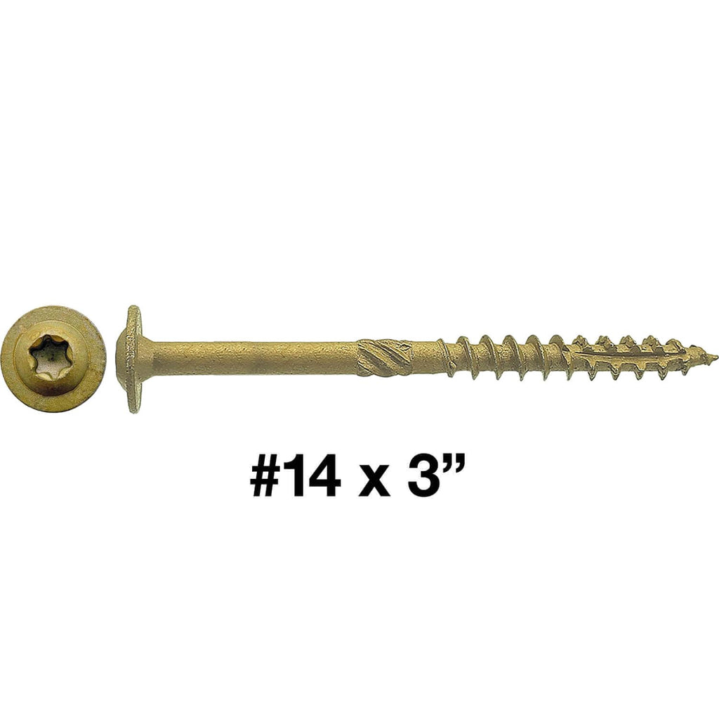 Jake Sales #14 x 3 Construction Lag Screw Exterior Coated Torx/Star Drive Heavy Duty Structural Lag Screw Far Superior to Common Lag Screws (Full Box - 1000 Screw Count) Modified Truss Washer Head
