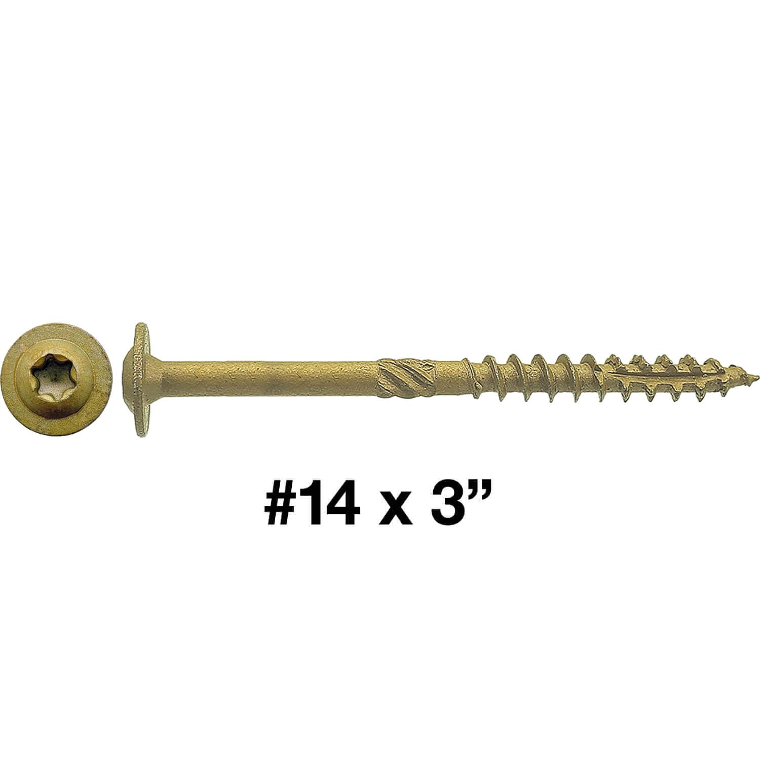Jake Sales #14 x 3 Construction Lag Screw - Torx/Star Drive Heavy Duty Structural Lag Screw - Exterior Coated - ACQ Compatible - Modified Truss Washer Head. (10 x 100 Count CASE -1,000 Screws)
