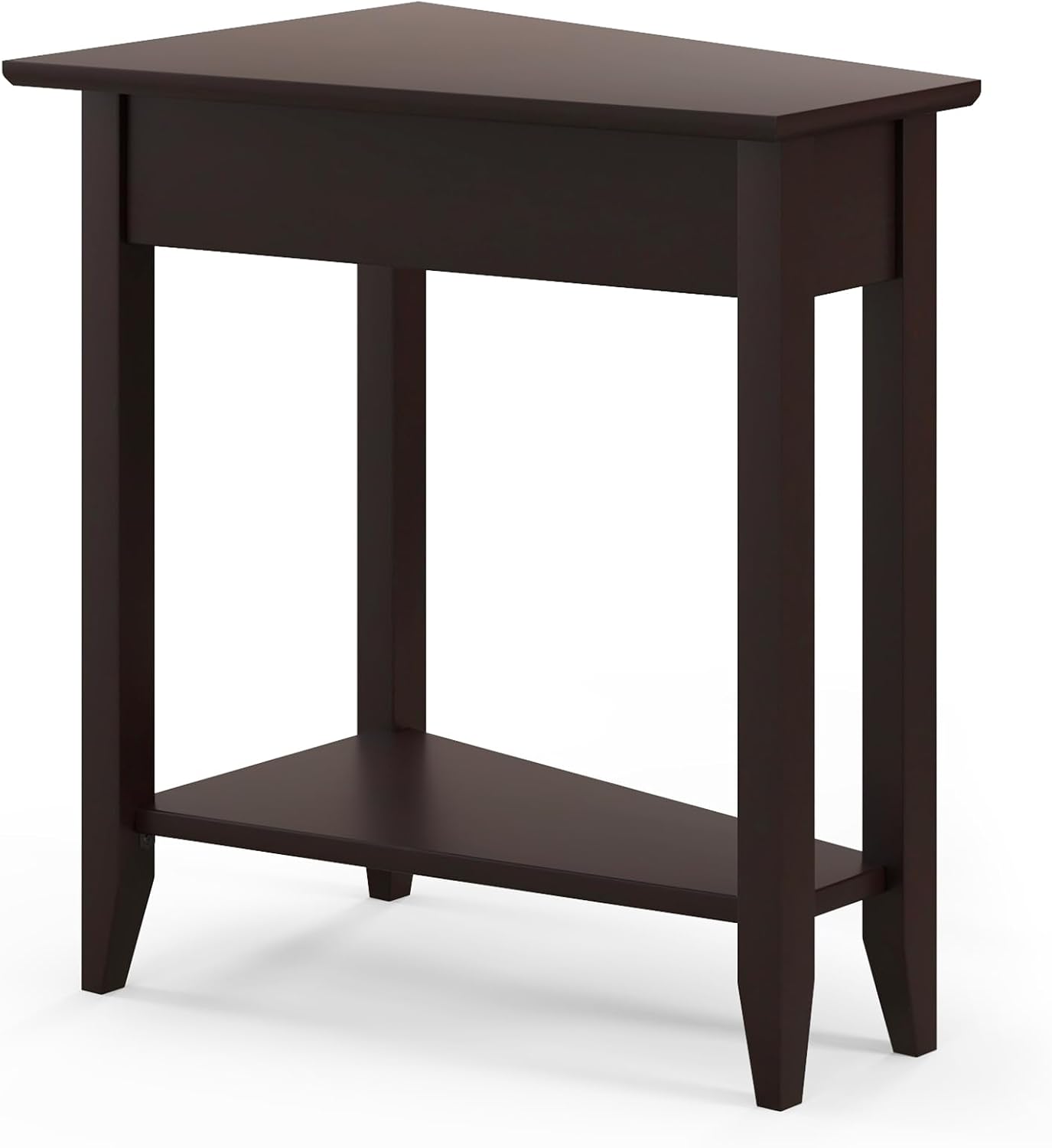 Giantex Wedge End Table Set of 2, Triangle Side Table with Storage Shelf and Solid Wood Legs, Recliner Table, 24.5' Tall Nightstand, Modern Narrow Accent Table for Small Space Living Room, Espresso