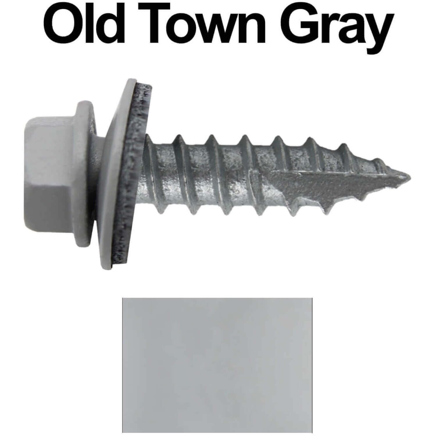 #14 Metal Roofing Screws: (1000) Screws x 1' Old Town Gray Hex Head Sheet Metal Roof Screw. Self Starting/Tapping Metal to woodsheet Metal Screws with EPDM Washer. for Corrugated Roofing
