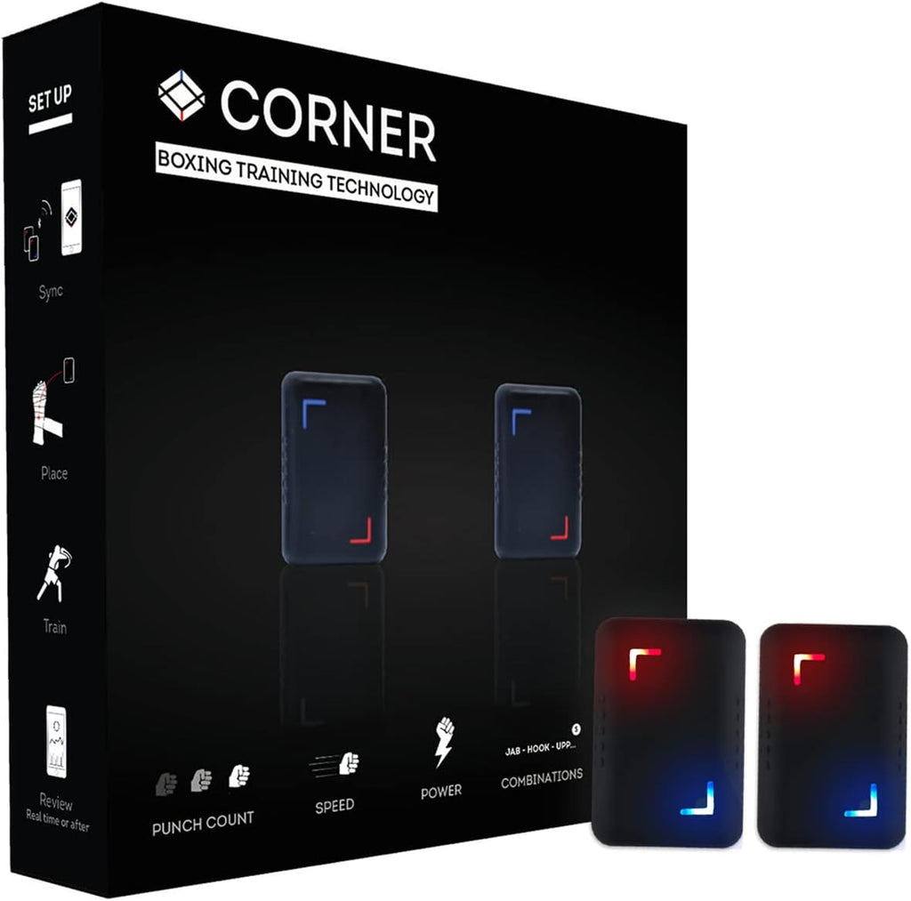 Corner Boxing Smart Punch Trackers - Measure Accurate Punch Count, Speed & Power Performance in Real Time – Stay Motivated at Home & in The Gym - Bluetooth Compatible with iOS & Android