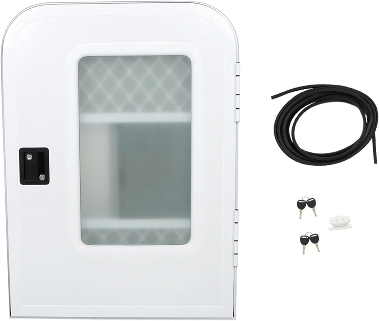 labwork Passenger RV Entry Door with Radius Corners on Top and Square Bottom with Screen Door and Window 26(W) × 36(H) White
