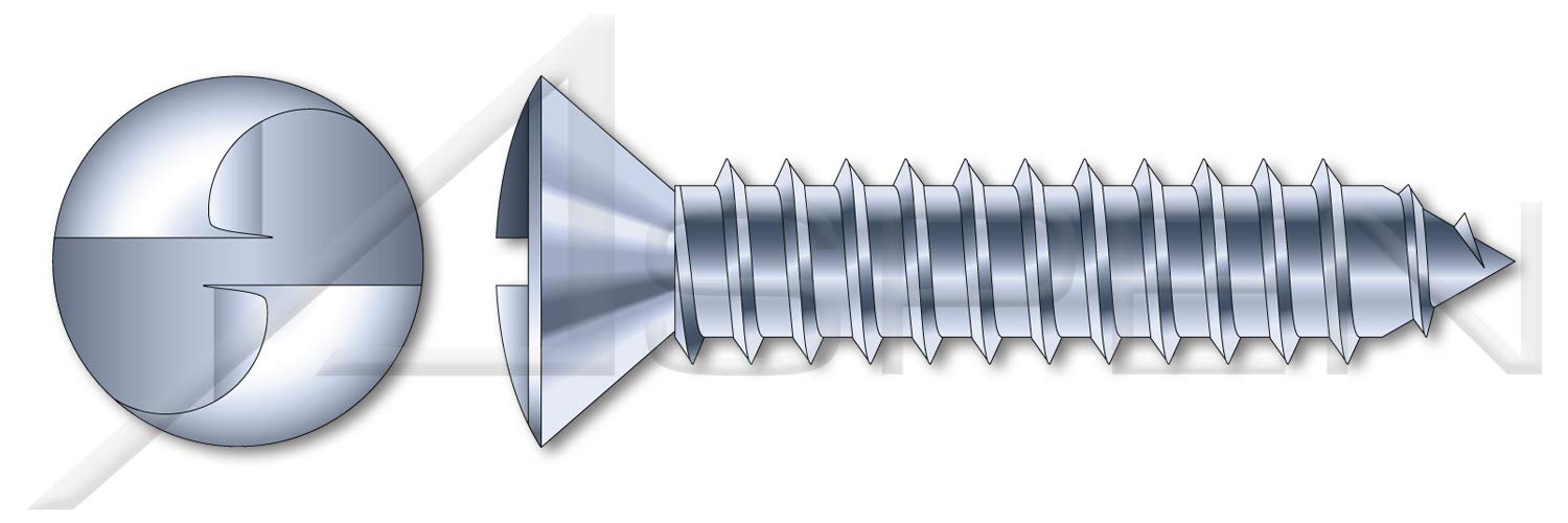 (2500 pcs) #10 X 2, Self-Tapping Sheet Metal Security Screws, Oval Countersunk Head Tamper Resistant One-Way Slotted Drive, Type AB, Steel, Zinc Plated