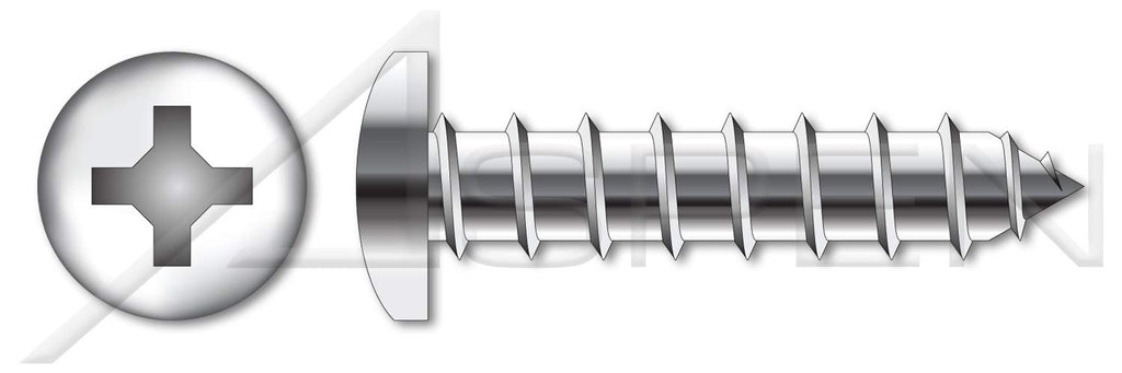 (1000 pcs) #10 X 2, Self-Tapping Sheet Metal Screws, Type A, Pan Phillips Drive, Stainless Steel