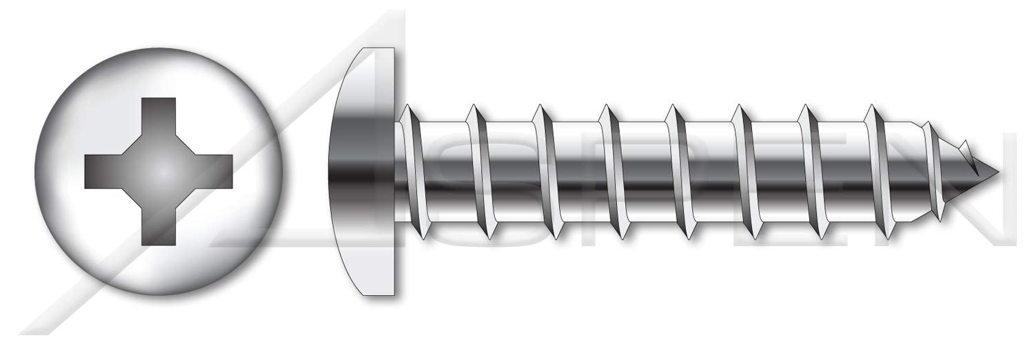 (1000 pcs) #10 X 2, Self-Tapping Sheet Metal Screws, Type A, Pan Phillips Drive, Stainless Steel
