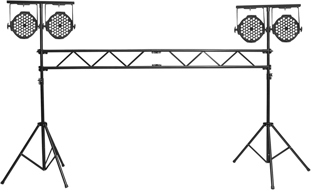 Portable DJ Lighting Truss Stand, Freestanding Metal T Bar Trussing Sturdy and stable Stand Tripod Exhibition lights Packages Heavy Duty Stage Lighting Truss with Anti Footbeds for Weddings Bars