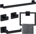 304 Stainless Steel Bathroom Towel Ring Set Bath Towel Rod Set Bathroom Hardware Square Tube Towel Rack Suitable for Family Hotel,Brushed,5PCS,Black-5PCS