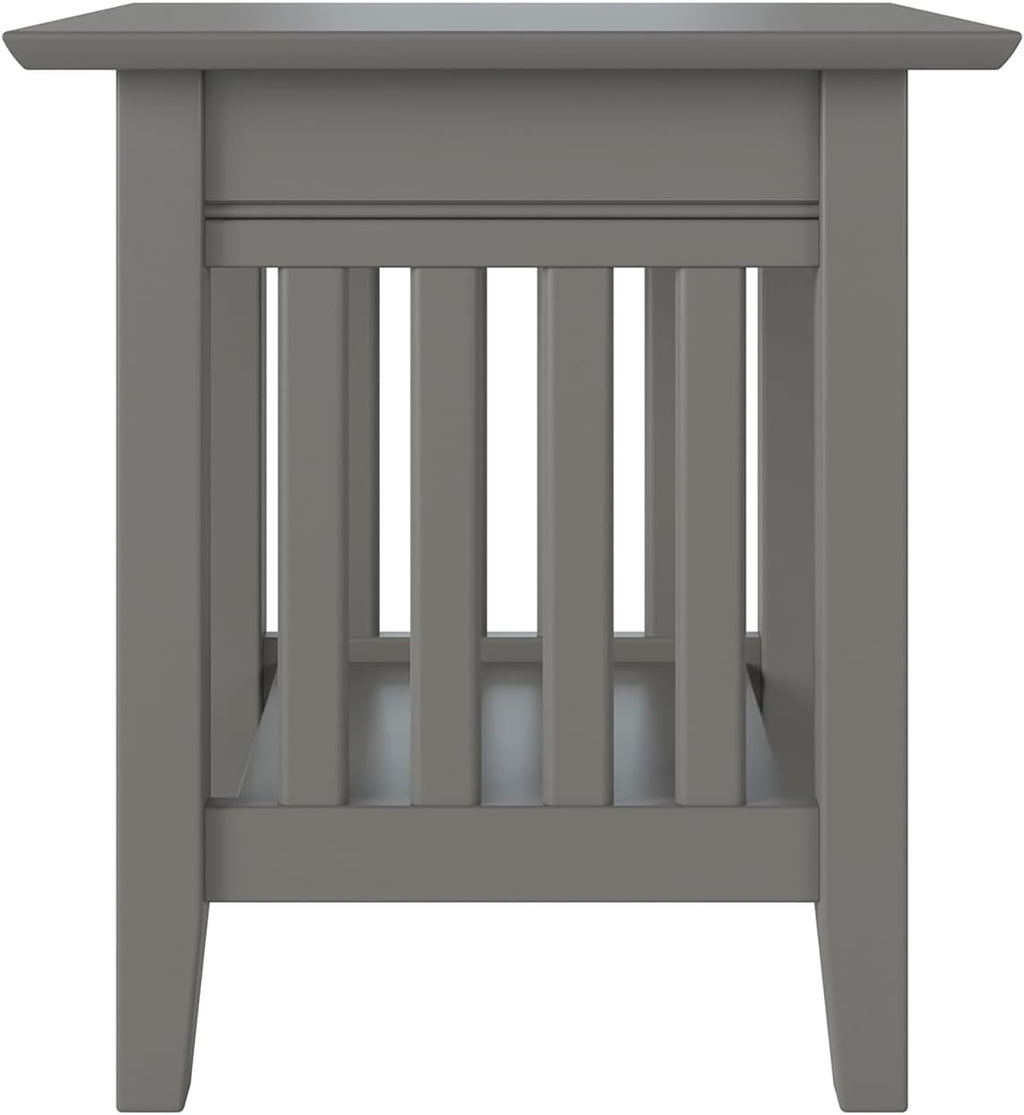 AFI, Mission End Table with Charging Station, Grey