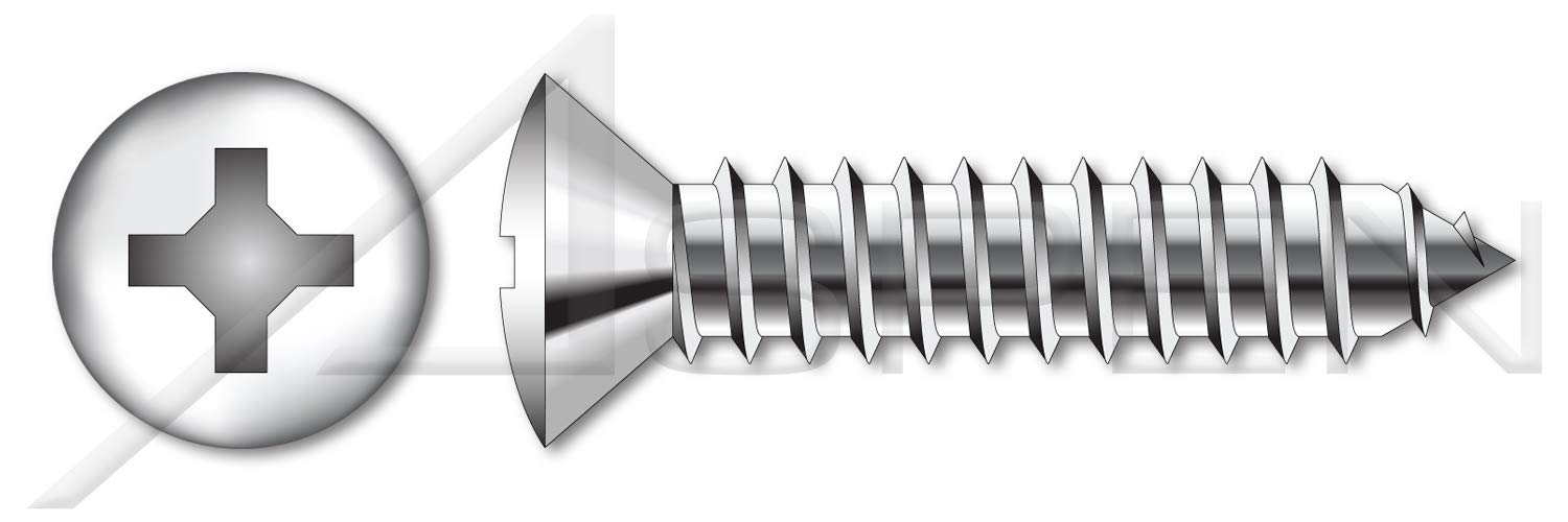 (1000 pcs) #10 X 2, Self-Tapping Sheet Metal Screws, Type AB, Oval Phillips Drive, Stainless Steel