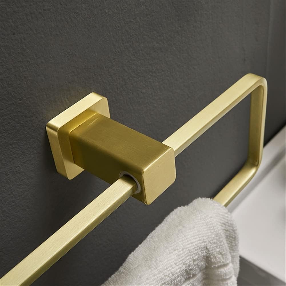 Bathroom Bath Towel Holder, Hand Towel Ring, Nordic Style Brushed Gold Towel Ring, Towel Rack, Towel Hanging, Wall Mounted Square Towel Bar