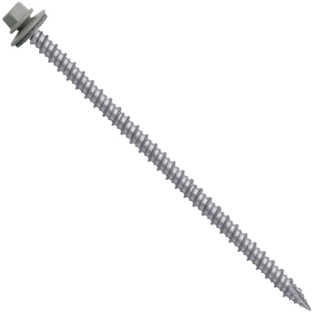 10 x 4 ABC Gray Metal Roofing Screws - Hex Washer Head- Self-Starting/Tapping - EPDM Washer. 1 x 250 Count Bag - 250 Screws