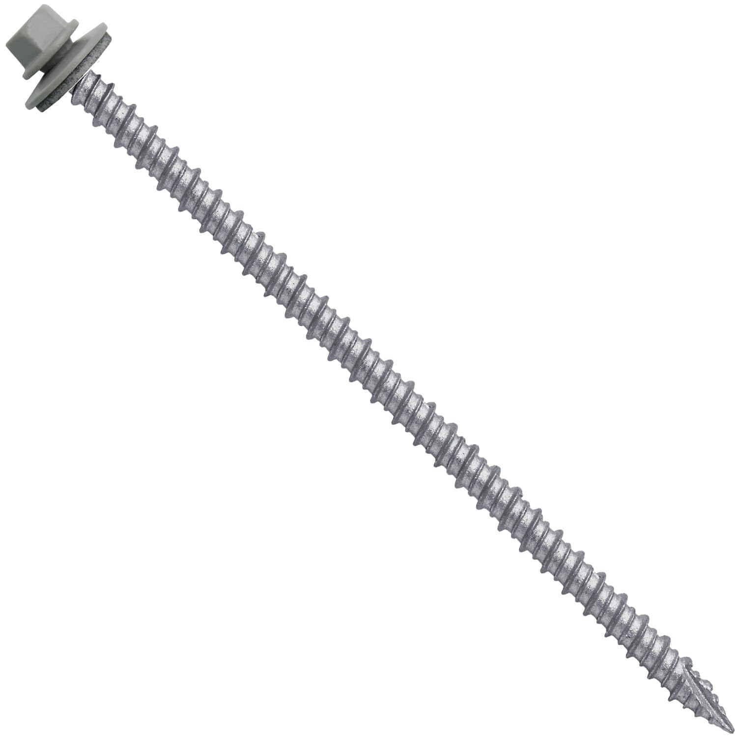 10 x 4 ABC Gray Metal Roofing Screws - Hex Washer Head- Self-Starting/Tapping - EPDM Washer. 1 x 250 Count Bag - 250 Screws