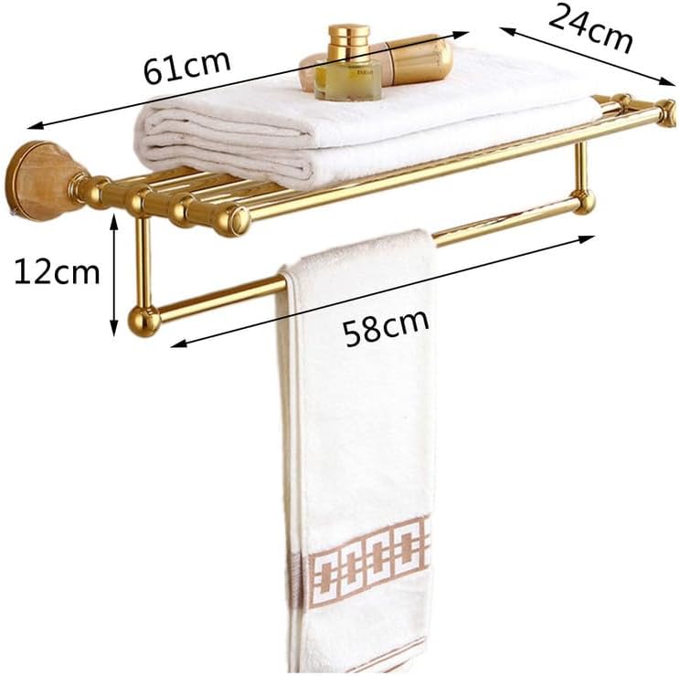 Bathroom Hardware Set,Towel Rack Set,Brass Bathroom Accessories Set,Gold Marble Decorate Bath Towel Rack Wall Mounted Elegant Hotel Metal Towel Rack,Bath Towel Rack