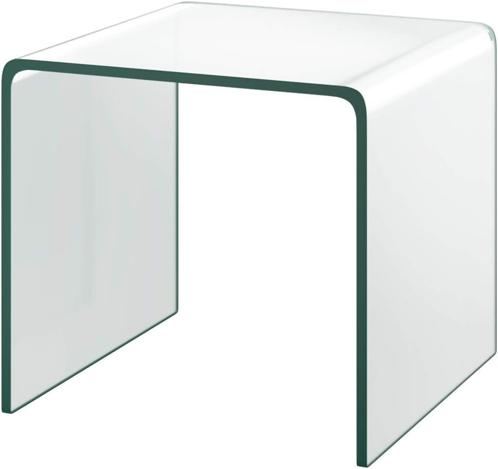 Tangkula Tempered Glass End Table, Clear Sofa End Tables with Waterfall Edges & Non-Slip Pad, 18 x 18 x 16 inches, No Assembly Needed, Transparent Glass Side Table for Living Room Bedroom Office