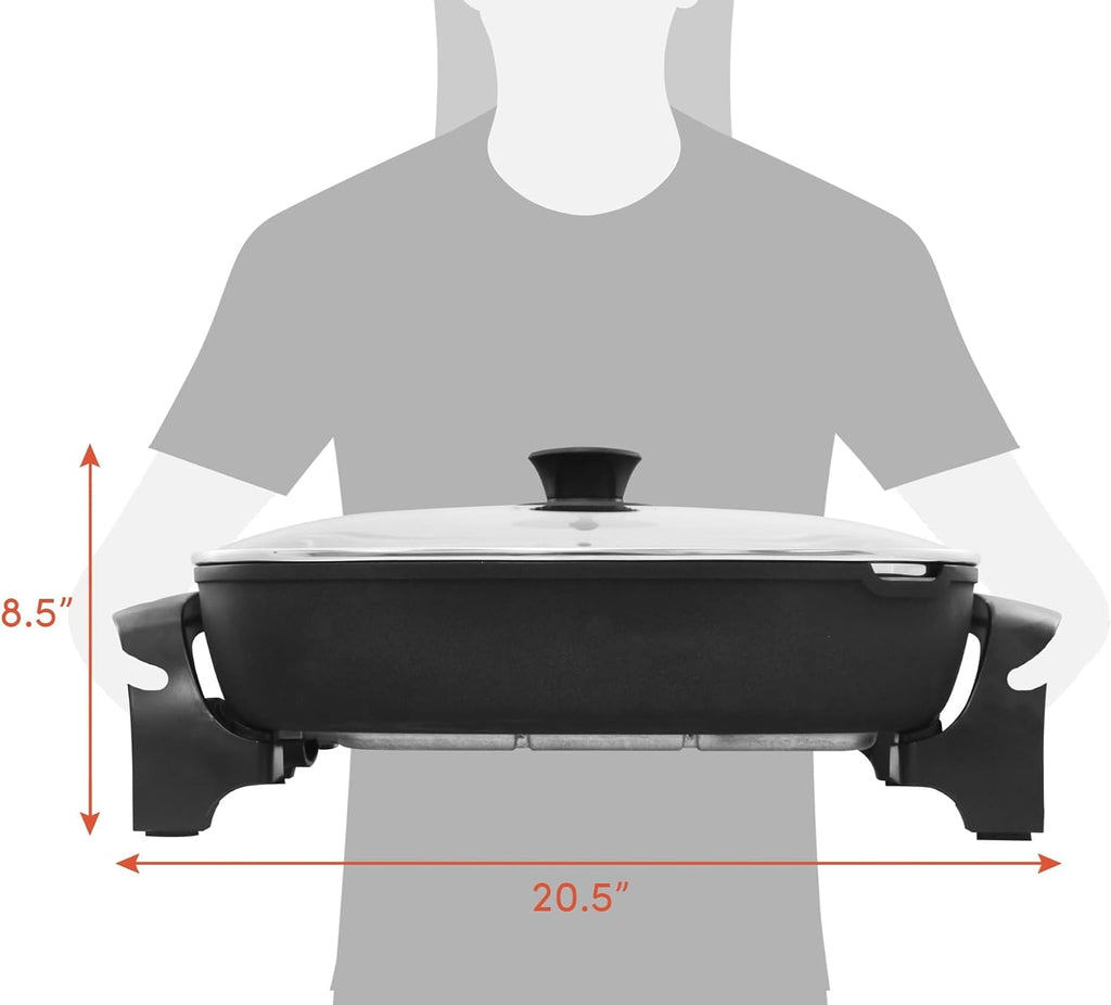 10.5-Quart Jumbo Electric Skillet with Easy-Pour Spout, Black - Versatile Cooking Made Easy