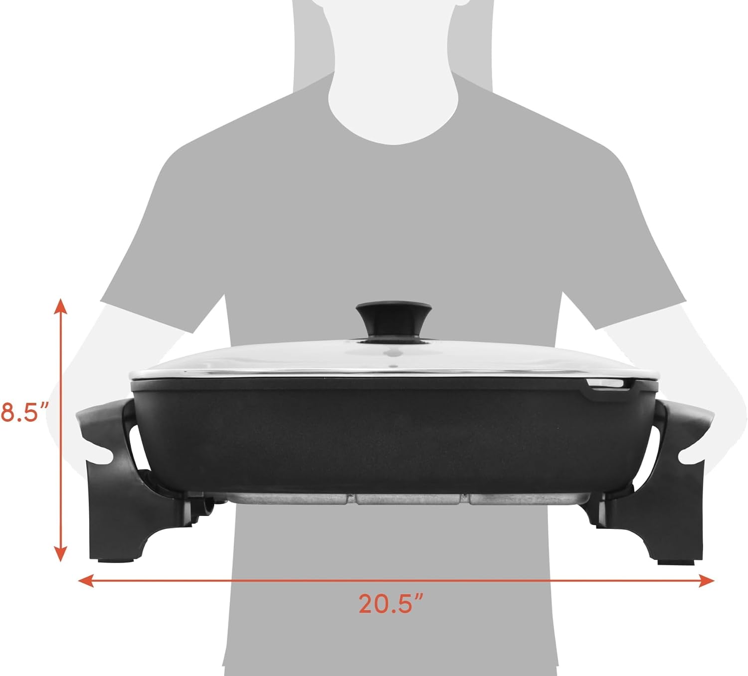 10.5-Quart Jumbo Electric Skillet with Easy-Pour Spout, Black - Versatile Cooking Made Easy