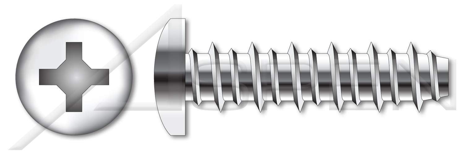 (750 pcs) #10-16 X 2, Hi-Lo Self-Tapping Sheet Metal Screws, Pan Phillips Drive, Full Thread, 410 Stainless Steel
