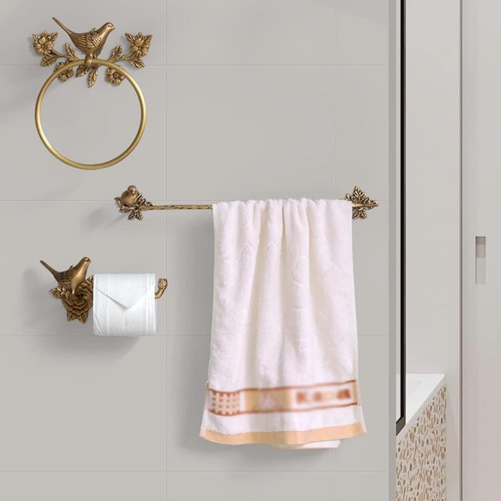 LSLYTQ Antique Brass 1pcs Bath Towel Set, Bird Towel Ring, Carved Toilet Paper Holder, Creative Towel Bar, 18 Inch Bathroom Accessories