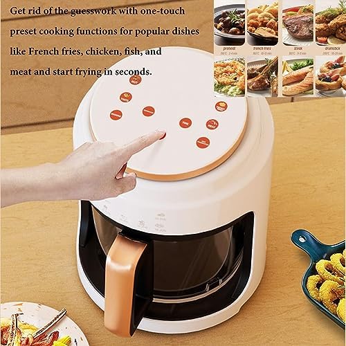 4L Digital Air Fryer Oven with Timer & Temp Control, Detachable Basket for Frying, Roasting, Baking & Grilling - Compact Yellow Kitchen Appliance