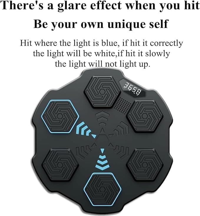 Smart Music Boxing Strike Pads, LED Counter Wall-Mounted Punching Equipment, USB Rechargeable Boxing Trainer for Home Fitness