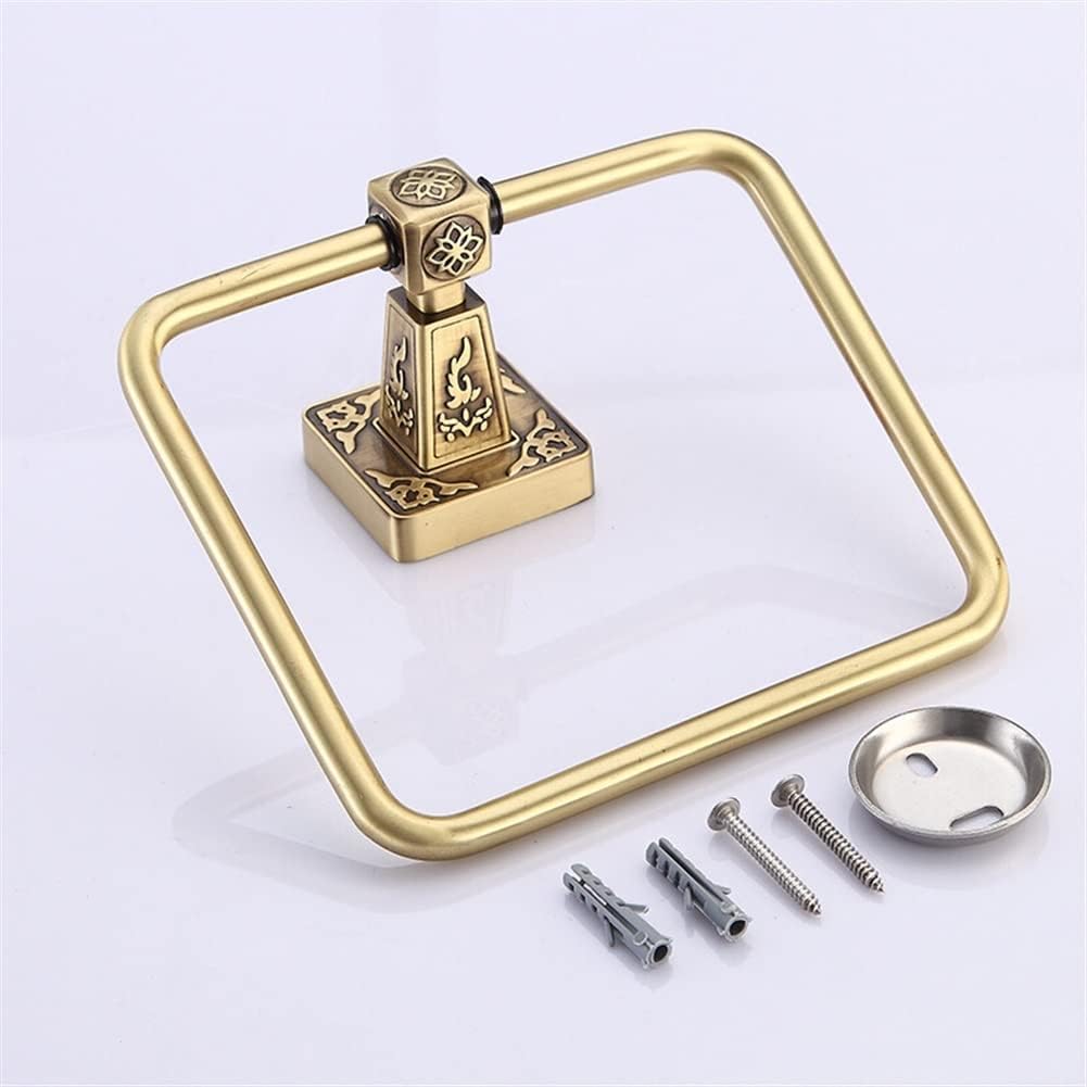 Bathroom Bath Towel Holder, Hand Towel Ring, 1PC Brass Towel Ring, European Style Antique Square Towel Rack Pendant Carved Towel Rack Hangers, Accessories Wall Moun
