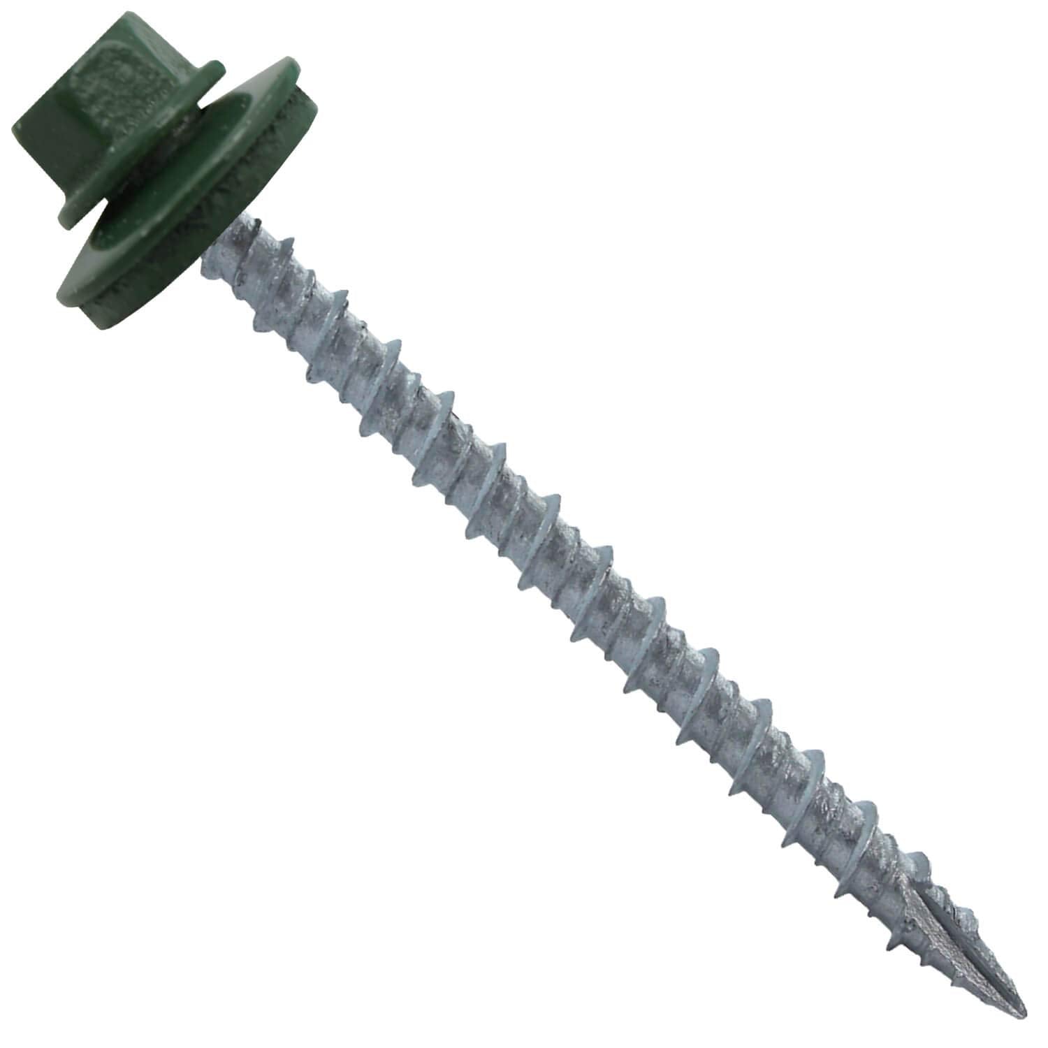 10 x 2-1/2' Evergreen Metal Roofing Screws - Hex Washer Head- Self-Starting/Tapping - EPDM Washer. 4 X 250 Bags - 1,000 Screws