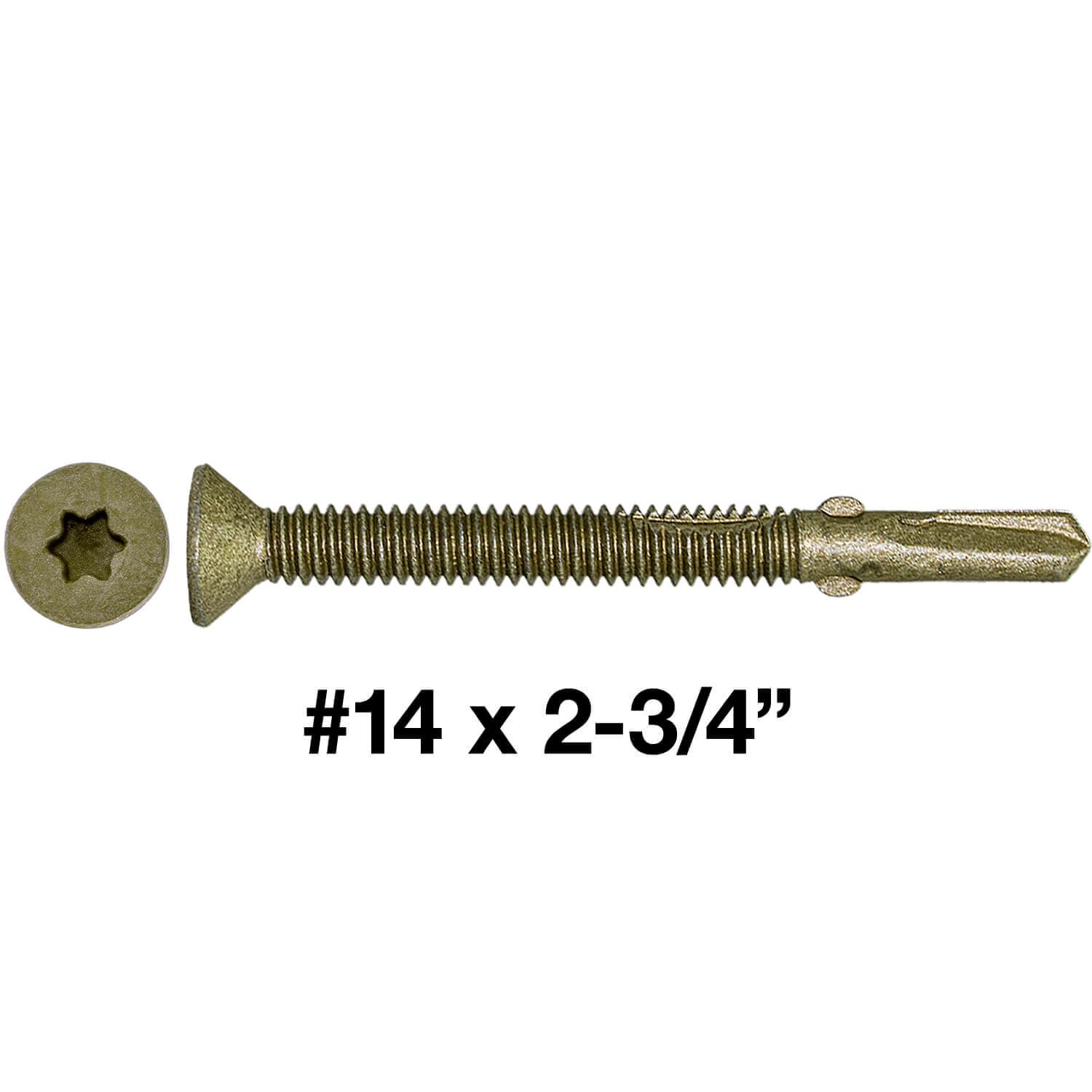14x2-3/4 Reamer Tek Torx/Star Head Self-Drilling Wood to Metal Screws - for Flatbeds, Trailers - T-30 Torx Screw Head 5 Pound CASE 1,530 Screws