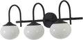 BOKT Farmhouse 3-Light Bathroom Vanity Light Black Vanity Light Over Mirror Industrial Bathroom Sconces Wall Lighting Milk White Glass Lampshade Rustic Wall Lamp for Bedroom Hallway