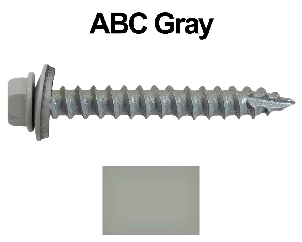 #14 Metal Roofing Screws: (1000) Screws x 2' ABC Gray Hex Head Sheet Metal Roof Screw. Self Starting/Tapping Metal to woodsheet Metal siding Screws with EPDM Washer. for Corrugated Roofing