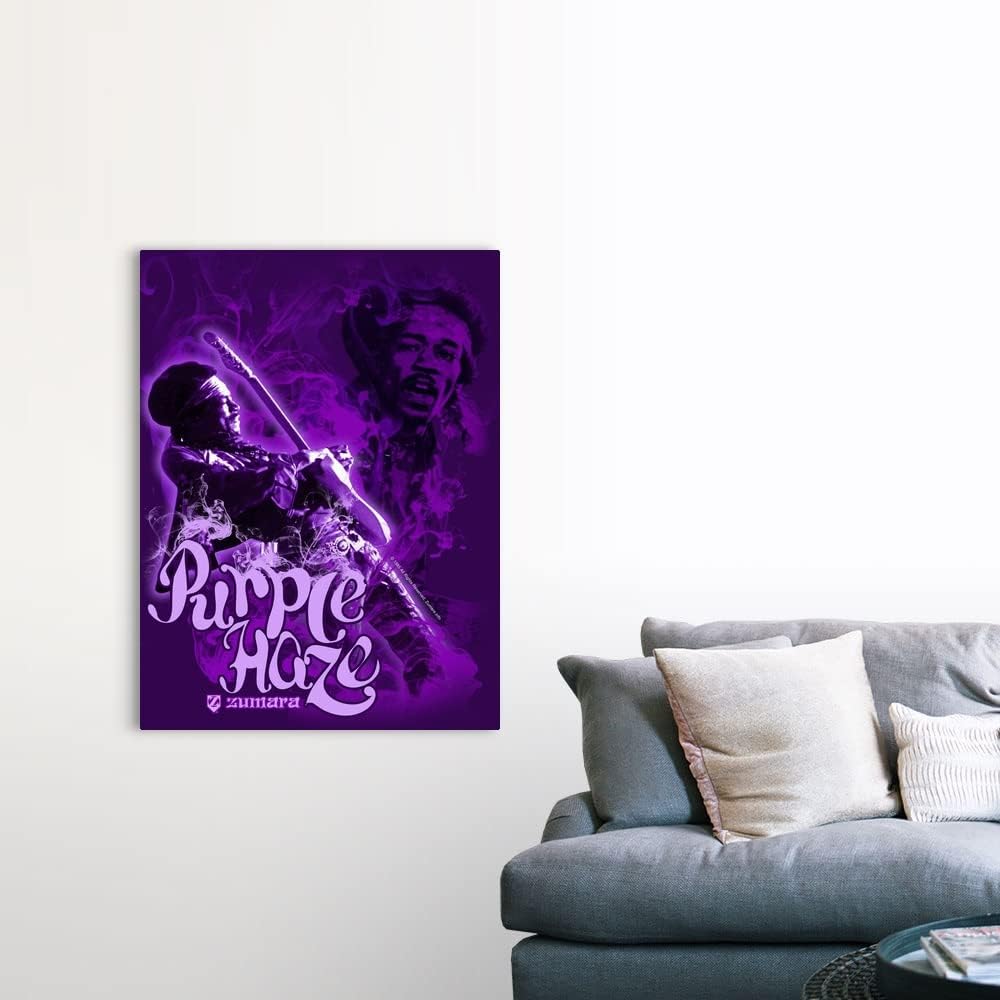 GREATBIGCANVAS Jimi Hendrix Purple Haze 4 Canvas Wall Art Print, Classic Rock Home Decor Artwork, 36'x48'