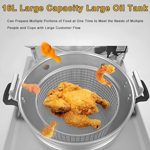 High Pressure Fryer, 3000W Commercial Countertop Electric Fried Chicken Machine, Stainless Steel Deep Frying Appliance