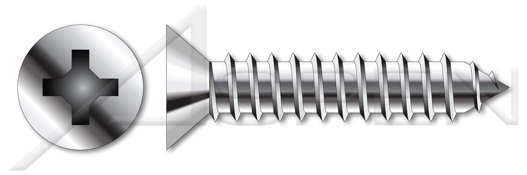 (1000 pcs) #10-16 X 2, Self-Tapping Sheet Metal Screws, Type AB, Flat Phillips Drive, Stainless Steel