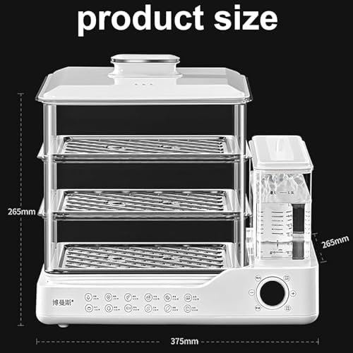 800W Electric Food Steamer - 24L Capacity 3-Tier Vegetable Steamer with Baskets, Touch Screen, Independent Water Tank, 12H Timer, White Kitchen Appliance