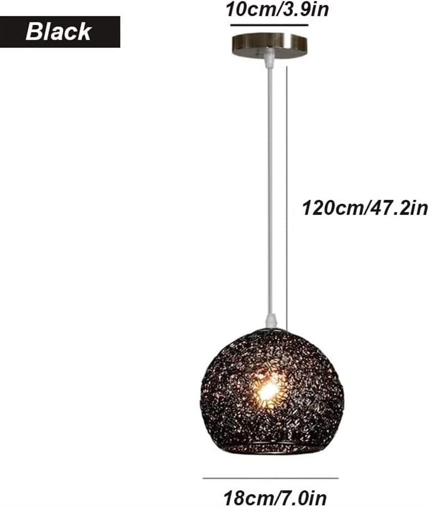 Chandelier Light for Living Room LED Chandelier Aluminum Wire Globe Lampshade Fixture Nordic Decor Hanging Light for Kitchen Island Dining Room Living Room Hallway (Black)